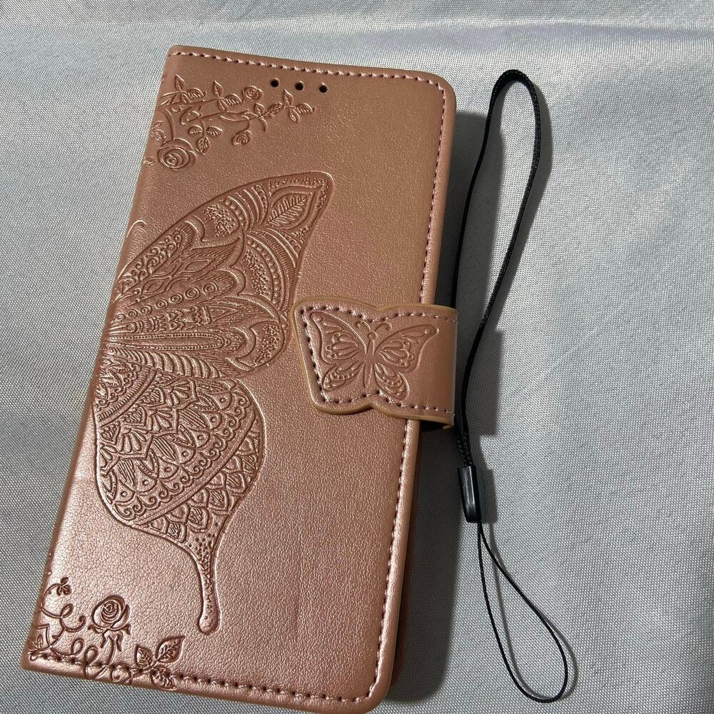 Embossed Butterfly PU Leather wallet phone case for Google Pixel 8 Rose Color